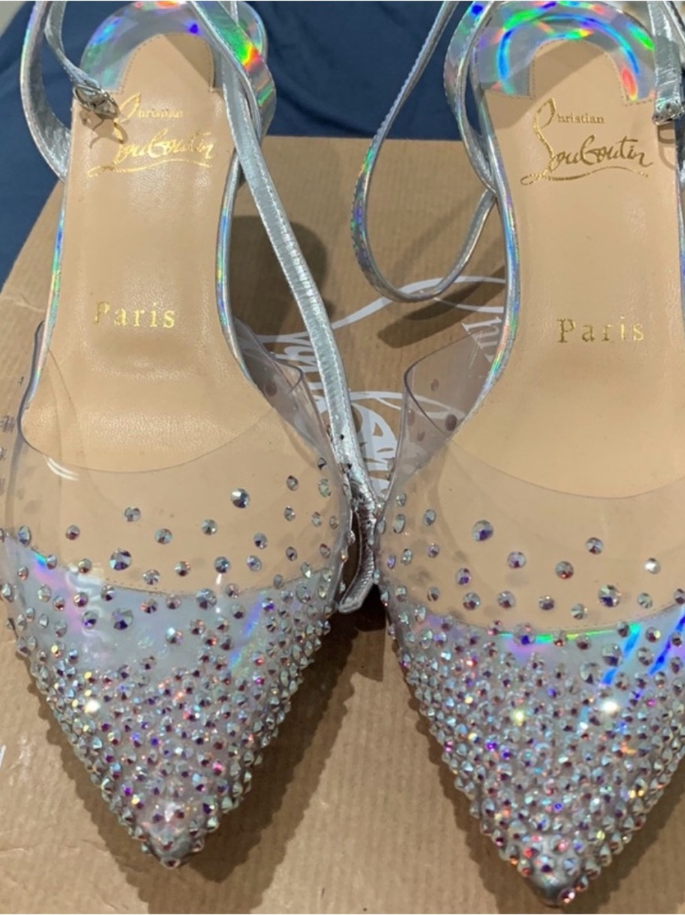 Authentic Christian Louboutin spikaqueen laser silver heels - Picture 2 of 7